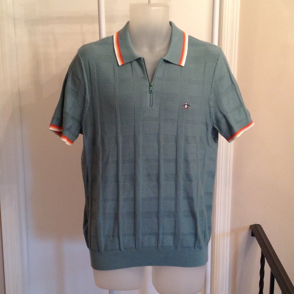 Men's Original Penguin Green Sweater Polo Shirt - Medium